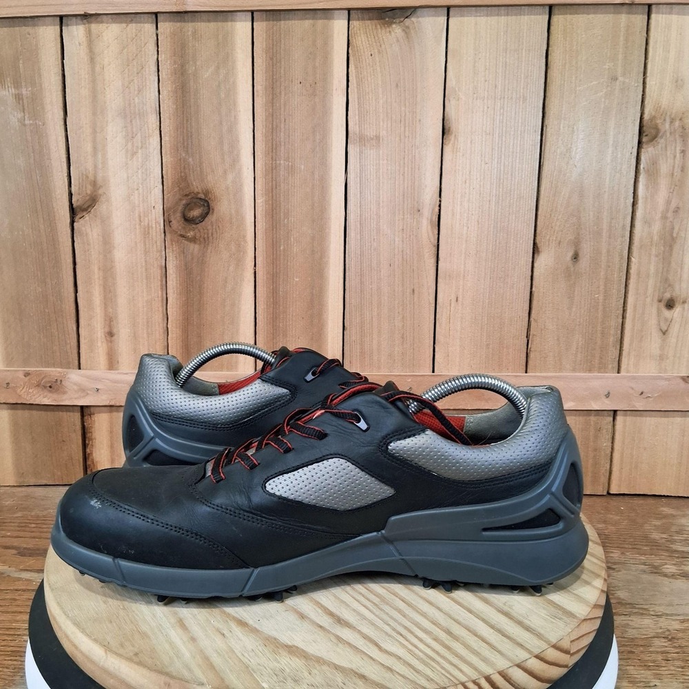 ECCO Base One Hydromax Golf Shoes Mens 12 46 EU Black Leather Spiked Sneakers - Picture 6 of 9